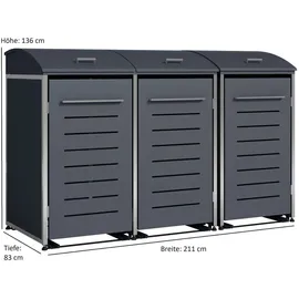 DEGAMO Mülltonnenbox KIEL 211 x 83 x 136 cm grau