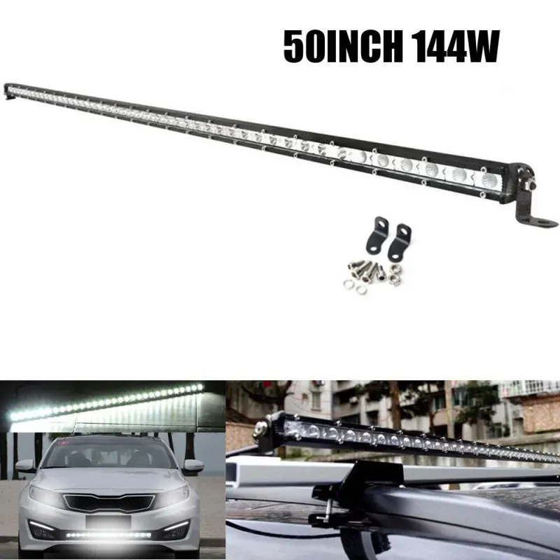 129 cm, 144 W, Slim, einreihiger leistungsstarker LED-Bar / LED-Dioden-Scheinwerfer, 12–24 V