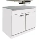 wiho Küchen Spülenschrank Kiel 100 cm breit, 60 cm tief grau|weiß