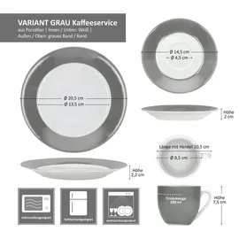 Mambocat Variant Grau Kaffeeservice 18-tlg. grau/weiß