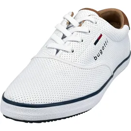 BUGATTI Canvas Sneaker aus Baumwolle, Low-Top-Leinenschuh mit flexibler Sohle, Weiß, 43