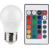 V-Tac RGB LED E27 Leuchtmittel dimmbar mit Fernbedienung Kugel mit Farbwechsel, 4,8 Watt 470 Lumen warmweiß, DxH 4,5x8 cm