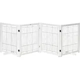 PawHut Absperrgitter für Hunde Schutzgitter Hundegitter Sicherheitstür Bidirektionales Falten Stahl Weiß 305 x 35,5B x 82H cm