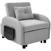 HAUSS SPOLE Schlafsofa ausziehbarer Liegestuhl mit Bettfunktion, mit klappbaren Teetischen, Liegestuhl, Schlafstuhl, Sessel 1 Teile, ideal für kleine Räume grau
