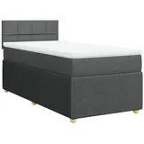 vidaXL Boxspringbett mit Matratze Dunkelgrau 100x200 cm Stoff