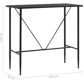vidaXL Bartisch Schwarz 120 x 60 x 110 cm MDF