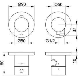 Keuco Plan blue Thermostatarmatur Set UP 2-Wege für 2 Verbraucher Verchromt 53953011221