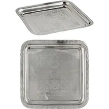 Marrakesch Orient & Mediterran Interior Orientalisches Serviertablett Nacera eckig aus Metall in Silber 27 cm