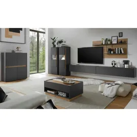 furn.design Tv-Lowboard, TV-Unterteil hängend "Center" in grau Eiche 150 x 35 cm, Wohnzimmer, Wohnwände, Lowboards, Lowboards