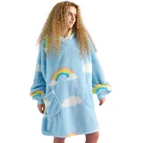 BEDSURE Hoodie Decke Damen mit Ärmeln Deckenpullover Kuschelpullover Damen Regenbogen Druck Standard, Geschenke für Frauen