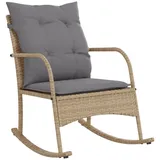 vidaXL Garten-Schaukelstuhl mit Kissen Beige Poly Rattan