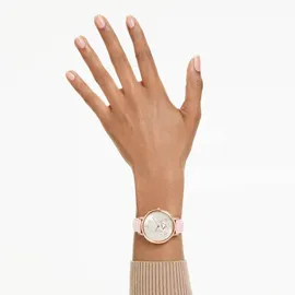 Swarovski Teddy 5739838 Edelstahlgehäuse Roségoldplattiert Lederarmband Rosa