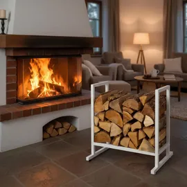Relaxdays Kaminholzregal Metall 60 x 49 x 62 cm Weiß