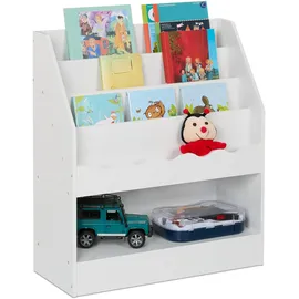 Relaxdays Bücherregal Kinder, HxBxT: 80 x 70 x 30 cm, 5 offene Fächer für Bücher, Kinderbücherregal, Kinderregal, weiß