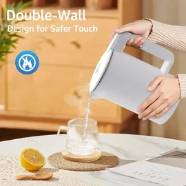 Aigostar - Smart Wasserkocher mit Temperatureinstellung 40°C-100°C, WiFi Steuerung Kompatibel zu Alexa, 1,7 l, Edelstahl Doppelwand Cool Touch, Leise