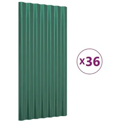 vidaXL Dachpaneele 36 Stk. Pulverbeschichteter Stahl Grün 80x36 cm
