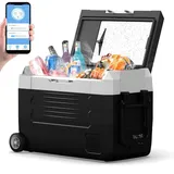 35L Kompressor Kühlbox Elektrisch mit APP-Steuerung, Zwei Zonen Kühlschrank Gefrierbox Tragbarer 12V 230V, für Auto, Camping, Angeln, Lkw, -20... - Schwarz