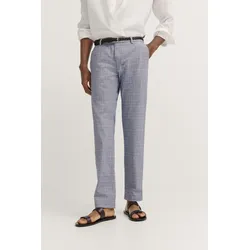 Chinohose BUGATTI, Herren, Gr. 34, Länge 34, 350, blau, 97% Baumwolle, 3% Elasthan, kariert, casual, normal, Hosen, mit körpernaher Passform
