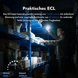 WUBEN G5 LED Taschenlampe 400 Lumen, wiederaufladbar, wasserdicht, grün