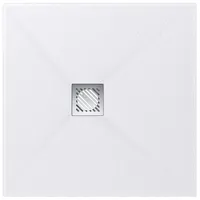 doporro Duschwanne Duschtasse 90x90x3cm aus Mineralguss in Weiß Rechteckig DIN-Anschlüsse für bodenebene Montage geeignet Geoma09