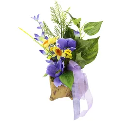 Kunstpflanze I.GE.A. "Gesteck Narzissen und Anemonen mit Beiwerk", gelb (gelb, violett), B:15cm H:20cm L:12cm, Kunstpflanzen, 20 cm