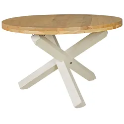 KADIMA DESIGN Esstisch TEKO: Massivholz Rund, 120 cm Durchmesser, Sheesham/Akazie Holz, Kreuzbeine, Handgefertigt