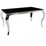 Glastisch Esstisch Prince 180x90x75cm schwarz Chrom Barock