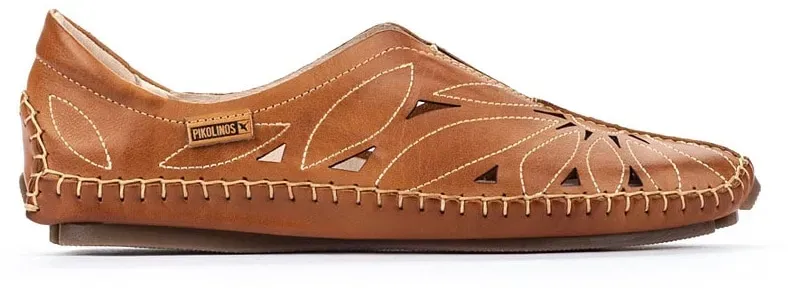 Slipper PIKOLINOS "JEREZ" Gr. 41, braun (cognac used) Damen Schuhe Slip ons Sommerschuh, Loafer, Komfortschuh in Blüten-Gestaltung