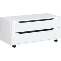 Beliani Badezimmerschrank OSASCO mit Rädern 80 cm Weiß