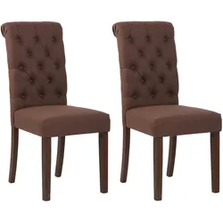 DELUKE® 2er Set Esszimmerstühle WALES Stoff - 98x45x63cm, braun, Holz Gestell Stühle Esszimmerstühle Stuhl Esszimmer Esstisch Stühle Küchenstuhl