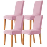 NOPEXTO Stuhlhussen,Samt Stretch Stuhlhussen,Elastische Moderne Beschützer Stuhlhussen,Abnehmbare Waschbar Stuhlbezug Langlebig Universal (4 Stück,Rosa)