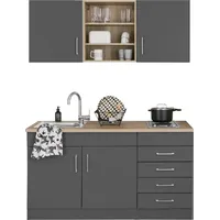 kochstation Küchenzeile Mali 150 cm E-Geräte graphit/eiche sonoma/anthrazit/anthrazit