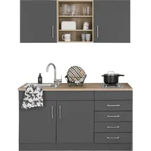 kochstation Küchenzeile Mali 150 cm E-Geräte graphit/eiche sonoma/anthrazit/anthrazit