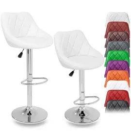 TRESKO 2er Set Barhocker Barstuhl Tresenhocker Küchenhocker Hocker Loungesessel 2x Weiß - TRESKO