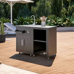 Oviala Business Outdoor-Küche 2 Elemente mit schwarzer Spüle