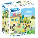 Playmobil Junior - Bauernhof-Abenteuer mit Traktor, Anhänger und tierischen (71656)