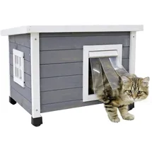 Kerbl Rustica Katzenhütte Holz wei¤/grau Plexiglasfenster Katzenvilla