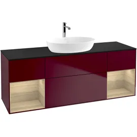 Villeroy & Boch Finion Waschtischunterschrank GD02PCHB 120cm, Abdeckplatte black matt, Emotion, Regale Oak Veneer, Peony Matt