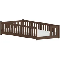 Kids Collective Jugendbett mit Rausfallschutz 80 x 180 cm Kiefer massiv braun dunkelbraun