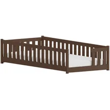Kids Collective Jugendbett mit Rausfallschutz 80 x 180 cm Kiefer massiv braun dunkelbraun