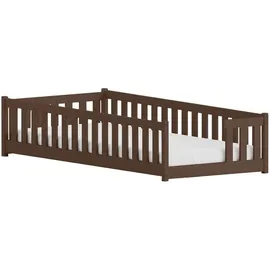 Kids Collective Jugendbett mit Rausfallschutz 80 x 180 cm Kiefer massiv braun dunkelbraun