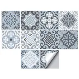 Fliesenaufkleber für Boden/Wandfliesen für Heimdekoration, zum Abziehen und Aufkleben, Selbstklebende Spritzschutz, Fliesenaufkleber für Wohnzimmer, Küche, Badezimmer, Dekoration, 10 Stück, 20x20cm