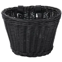 Wisafory Fahrradkorb für Kinder, Kinderfahrradkorb Vorne Fahrradkörbchen Geflochten Laufrad Korb Lenkerkorb Kinder Handgewebter Kleiner Fahrradkörbchen für Outdoor-Radfahren Schwarz Mittel