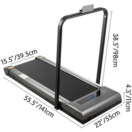 Vevor Laufband für Unter Schreibtisch Silber, Laufband klappbar Fitnessgerät Kapazität 100 kg Lauftraining kompakt mit Handlauf im Büro zu Haus...