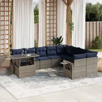 vidaXL Gartensofa-Set 10-tlg. grau