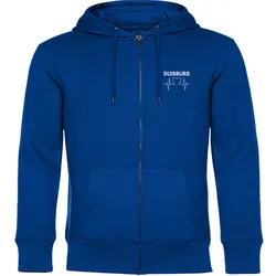 multifanshop Kapuzen Sweatshirt Jacke - Duisburg - Herzschlag - Druck weiß - Sweat