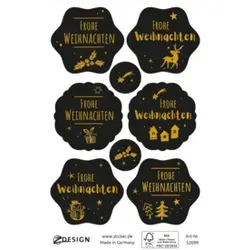 Weihnachtsetikett Frohe Weihnachten Z-DESIGN 52099 schwarz/gold