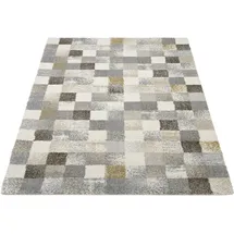 OCI DIE TEPPICHMARKE NEW VILLA SQUARES", grau (grau, creme), B:65cm H:20mm L:130cm, Polypropylen, Teppiche, Teppich, feine Karos, meliert, Wohnzimmer