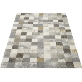 OCI DIE TEPPICHMARKE NEW VILLA SQUARES", grau (grau, creme), B:65cm H:20mm L:130cm, Polypropylen, Teppiche, Teppich, feine Karos, meliert, Wohnzimmer