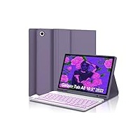 IVEOPPE Samsung Galaxy Tab A8 Hülle mit Tastatur, Samsung Tab A8 Tastatur 10.5" 2022/2021, QWERTZ Layout Bunte Beleuchtung Tastatur für Galaxy Tab A8, Violett